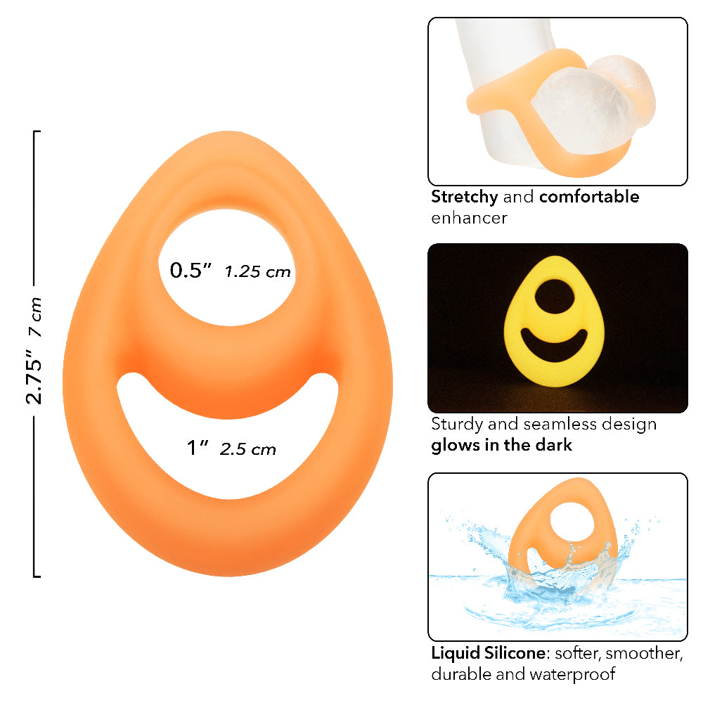 Alpha Glow-in-the-Dark Liquid Silicone Teardrop  Ring - Orange CalExotics