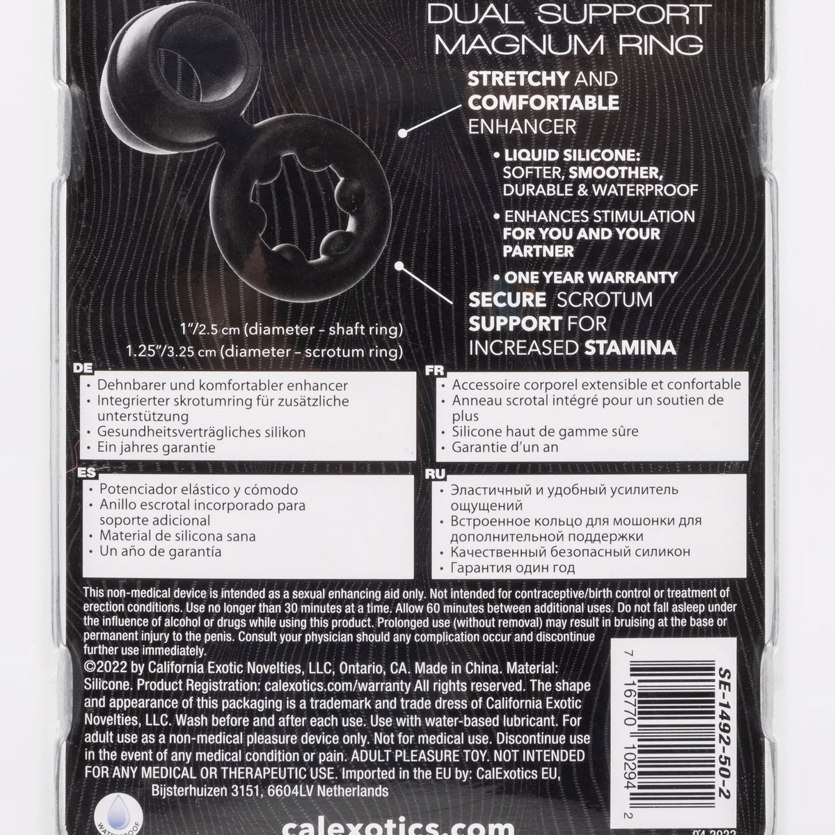 Alpha Liquid Silicone Dual Support Magnum Ring - Black CalExotics