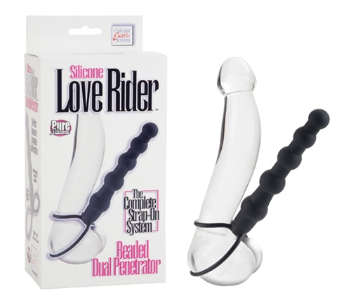 Silicone Love Rider Beaded Dual Penetrator - Black CalExotics