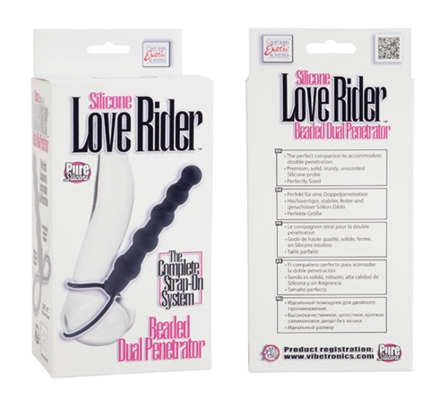 Silicone Love Rider Beaded Dual Penetrator - Black CalExotics