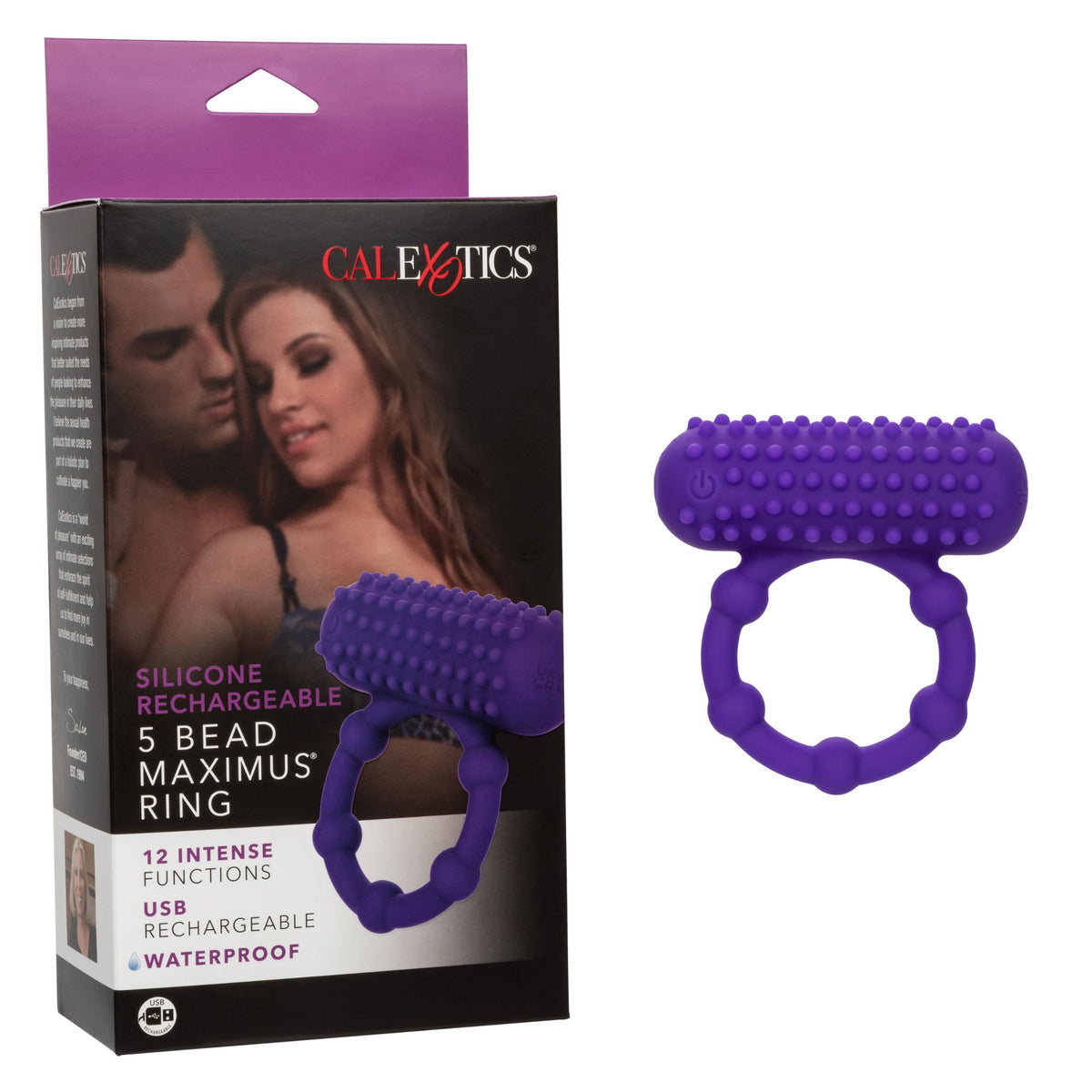 Silicone Rechargeable 5 Bead Maximus Ring - Purple CalExotics