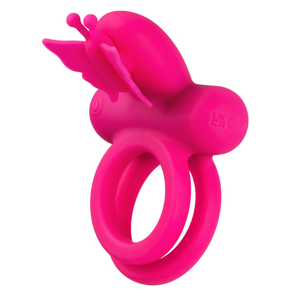 Silicone Rechargeable Dual Butterfly Ring - Pink CalExotics