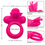 Silicone Rechargeable Dual Butterfly Ring - Pink CalExotics