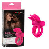 Silicone Rechargeable Dual Butterfly Ring - Pink CalExotics