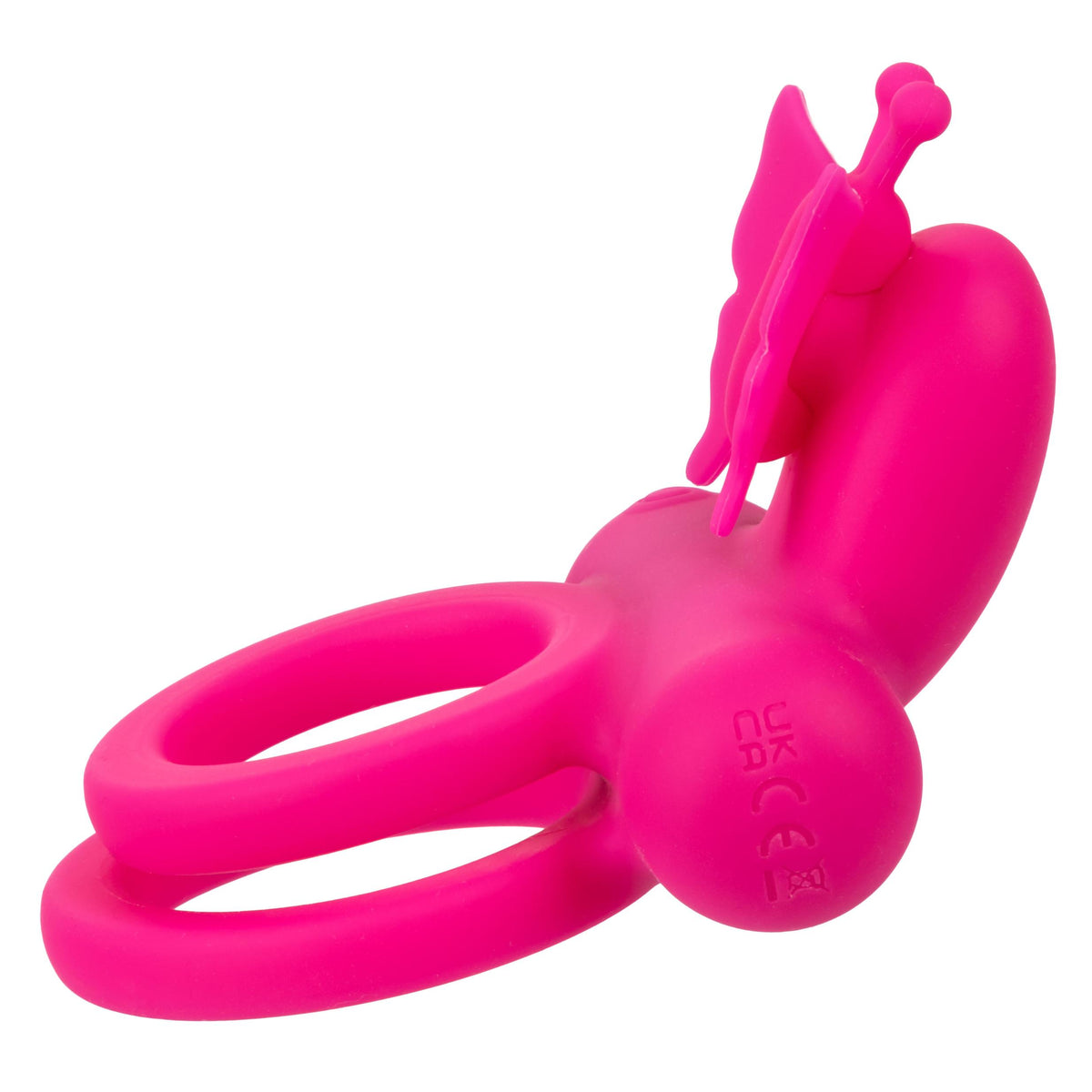 Silicone Rechargeable Dual Butterfly Ring - Pink CalExotics