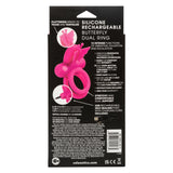 Silicone Rechargeable Dual Butterfly Ring - Pink CalExotics