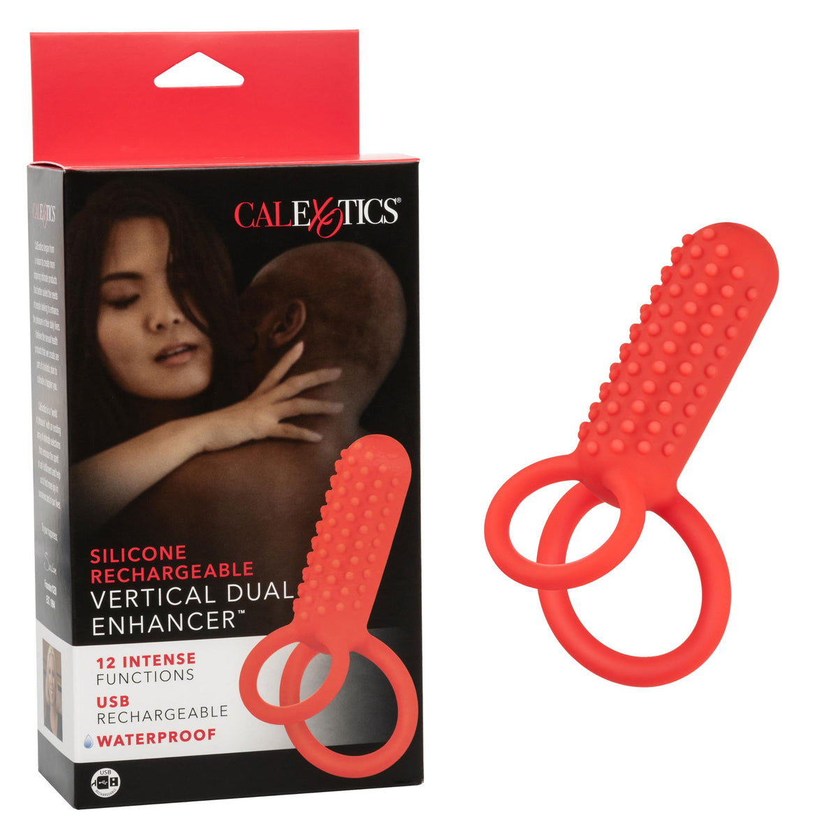 Silicone Rechargeable Vertical Dual Enhancer - Red CalExotics