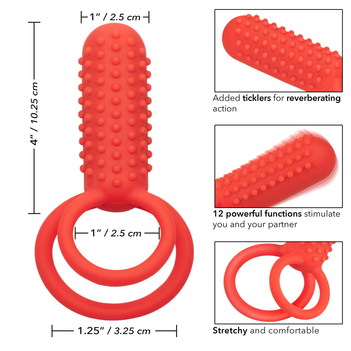 Silicone Rechargeable Vertical Dual Enhancer - Red CalExotics