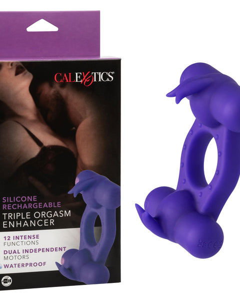 Silicone Rechargeable Triple Orgasm Enhancer -  Purple CalExotics