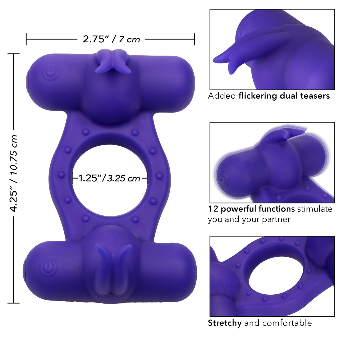 Silicone Rechargeable Triple Orgasm Enhancer -  Purple CalExotics