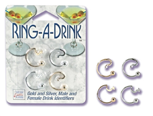 Ring a Drink Gold and Silver Male and Female Drink Identifiers Sale