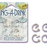 Ring a Drink Gold and Silver Male and Female Drink Identifiers Sale