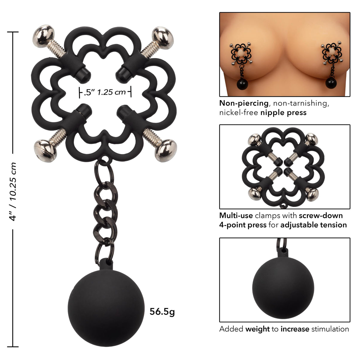 Nipple Grips Power Grip 4-Point Weighted Nipple  Press CalExotics