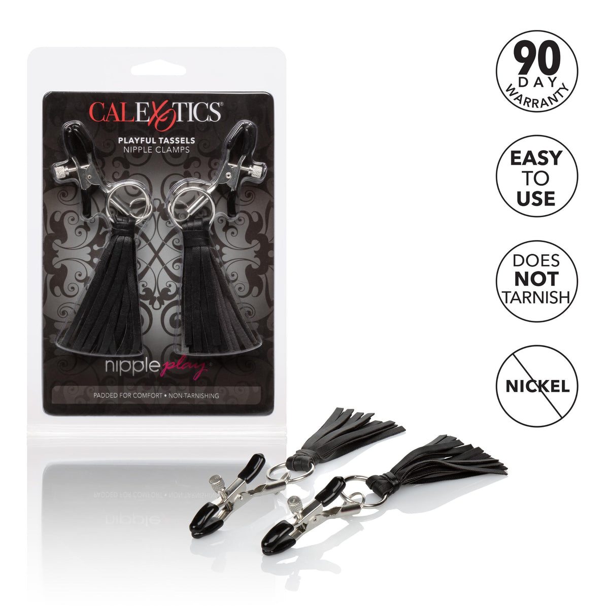 Nipple Play Playful Tassels Nipple Clamps - Black CalExotics