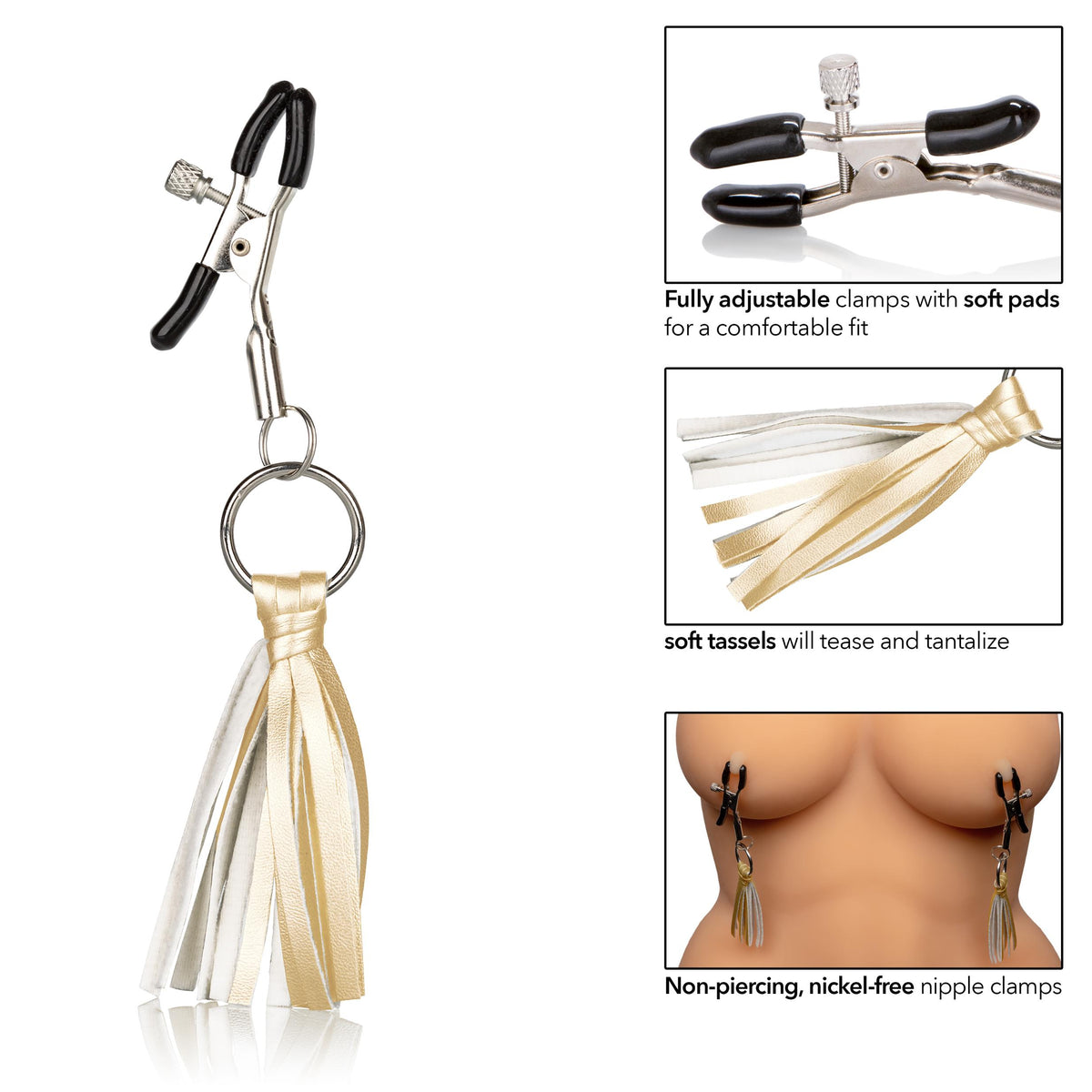 Nipple Play Playful Tassels Nipple Clamps - Gold CalExotics