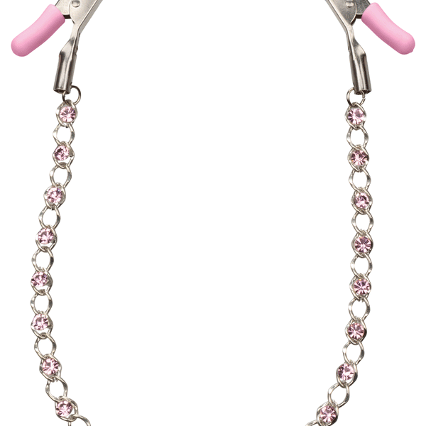 Nipple Play Crystal Chain Nipple Clamps - Pink CalExotics