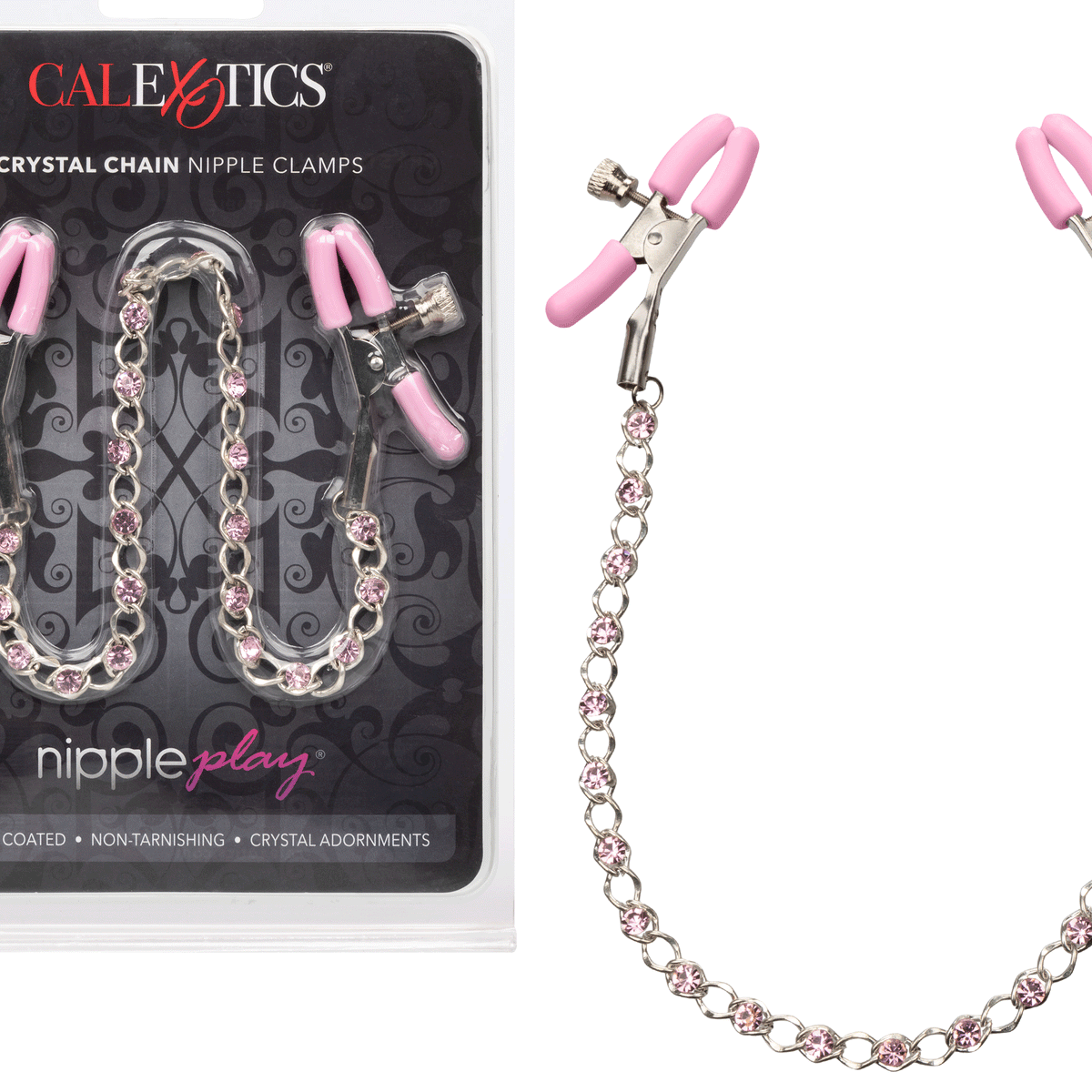 Nipple Play Crystal Chain Nipple Clamps - Pink CalExotics