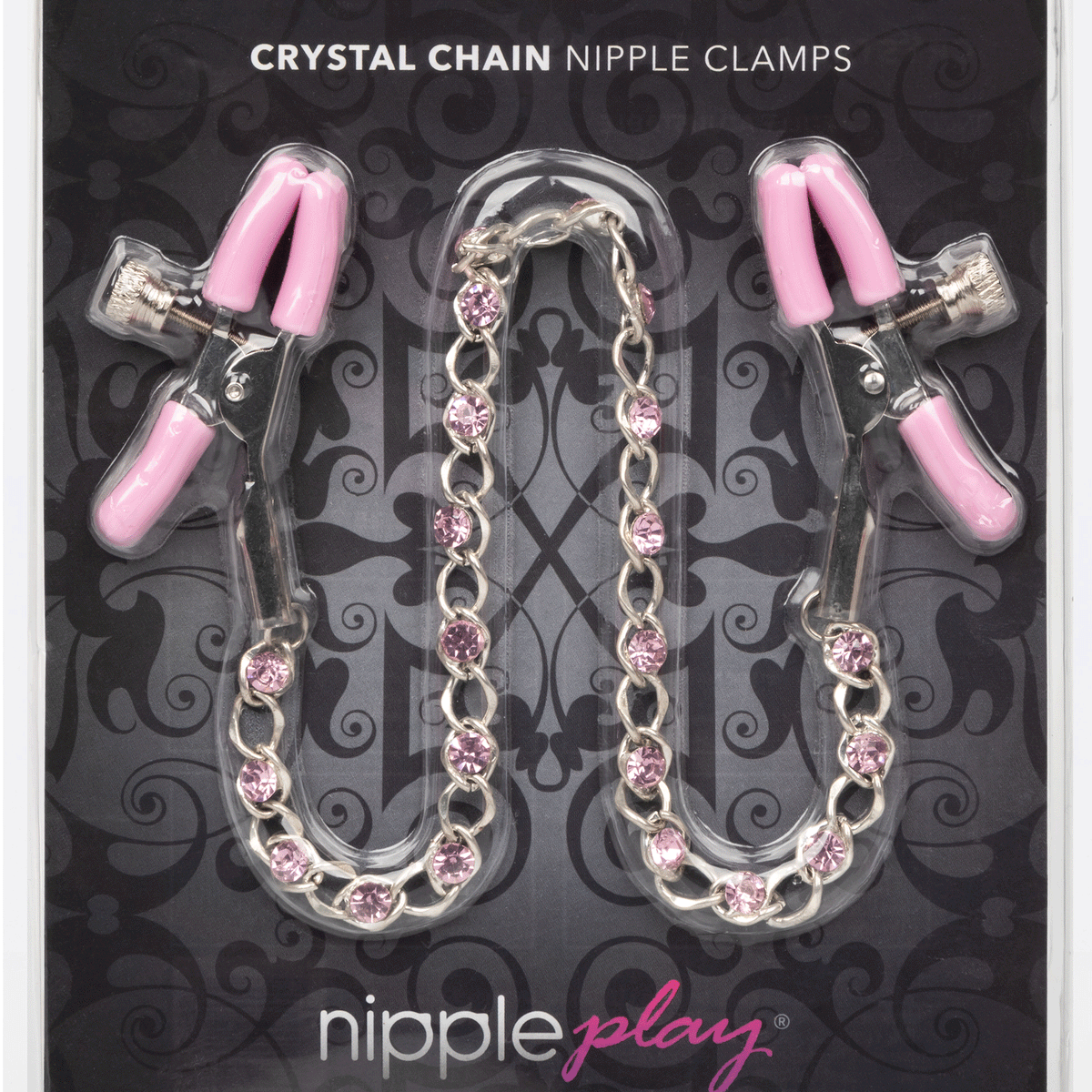 Nipple Play Crystal Chain Nipple Clamps - Pink CalExotics