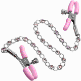 Nipple Play Crystal Chain Nipple Clamps - Pink CalExotics