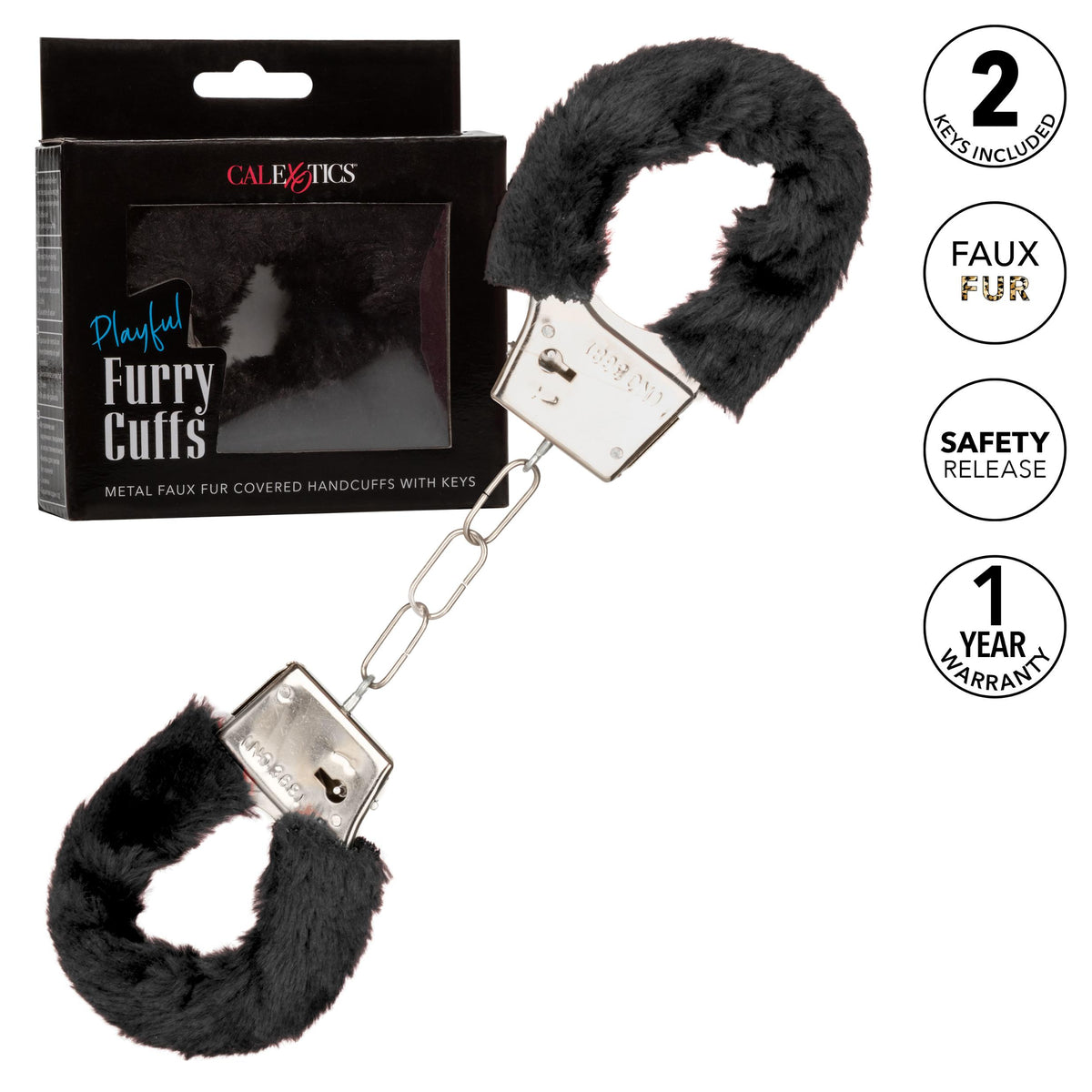 Playful Furry Cuffs - Black CalExotics