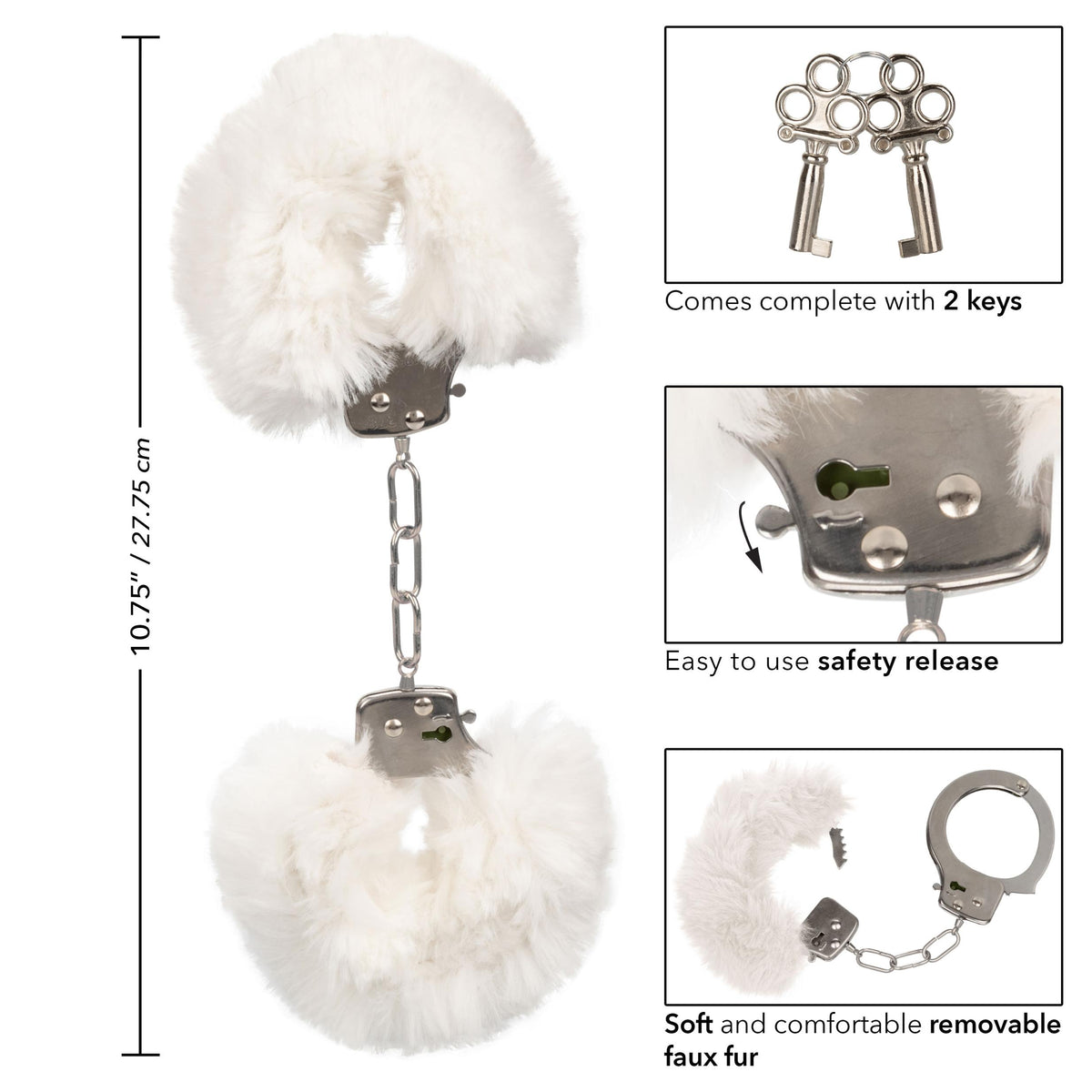 Ultra Fluffy Furry Cuffs - White CalExotics