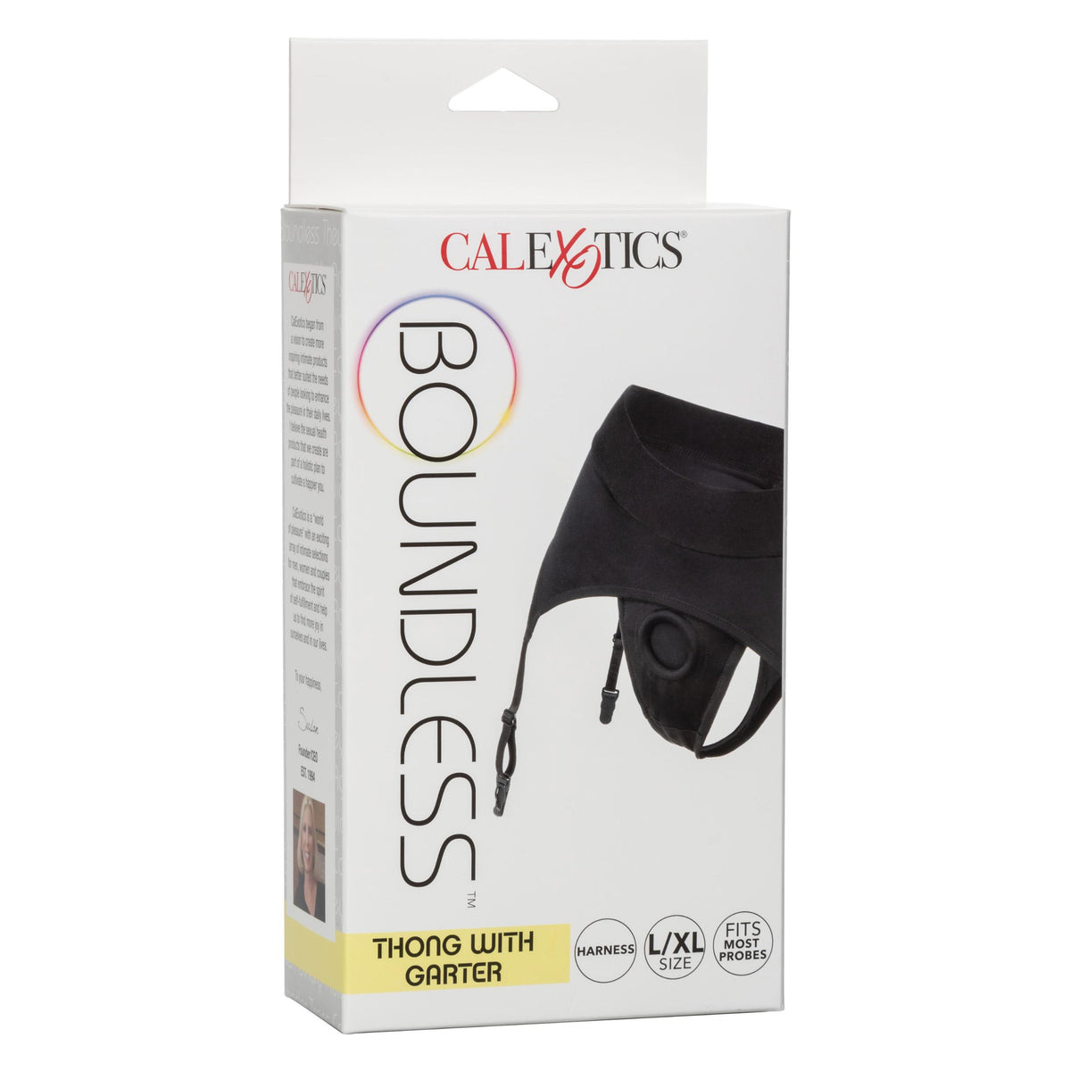 Boundless Thong With Garter - L/xl - Black CalExotics