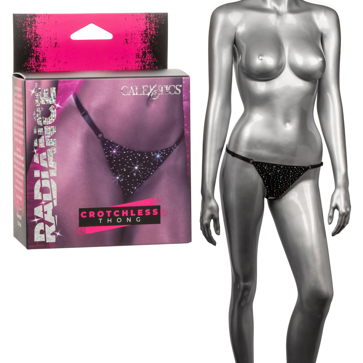 Radiance Crotchless Thong - One Size - Black CalExotics