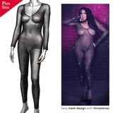 Radiance Crotchless Full Body Suit - Queen - Black CalExotics