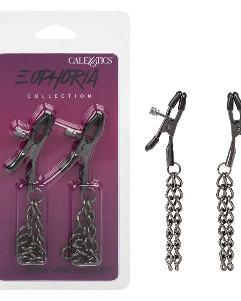 Euphoria Collection Chain Nipple Clamps - Black CalExotics