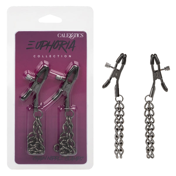 Euphoria Collection Chain Nipple Clamps - Black CalExotics