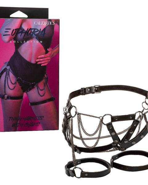 Euphoria Collection Thigh Harness With Chains -  Black CalExotics