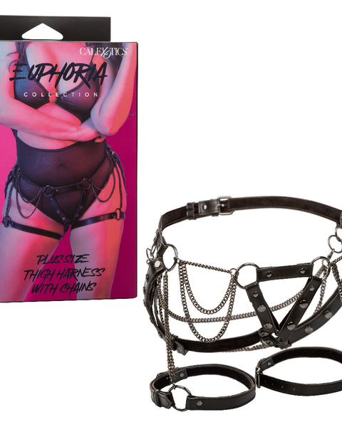 Euphoria Collection Plus Size Thigh Harness With  Chains - Black CalExotics