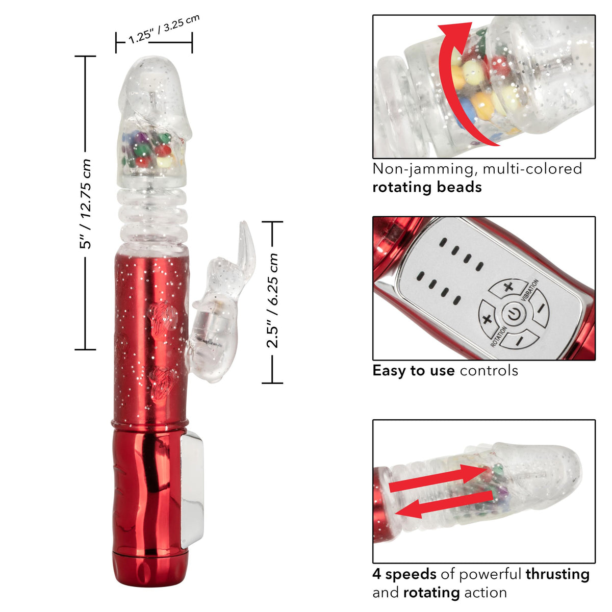 Naughty Bits Cumball Machine Thrusting Jack  Rabbit Vibrator - Red CalExotics