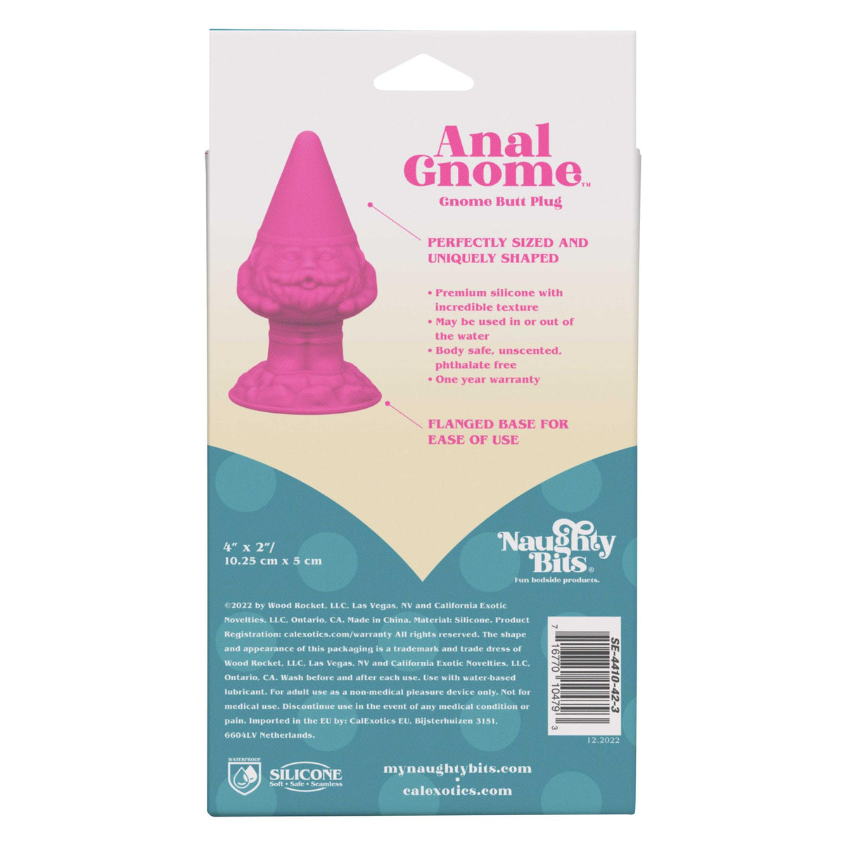 Naughty Bits Anal Gnome Gnome Butt Plug - Pink CalExotics