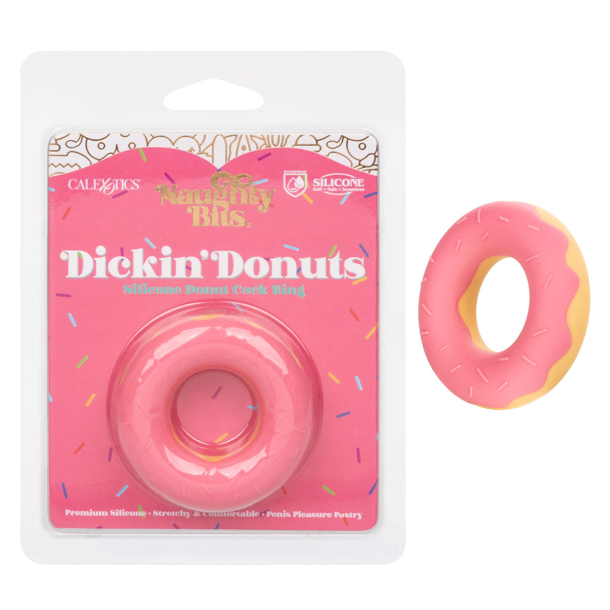 Naughty Bits Dickin Donuts Silicone Donut Cock  Ring - Pink CalExotics