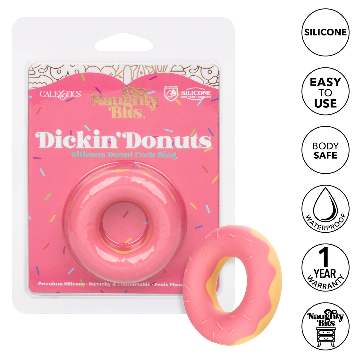 Naughty Bits Dickin Donuts Silicone Donut Cock  Ring - Pink CalExotics