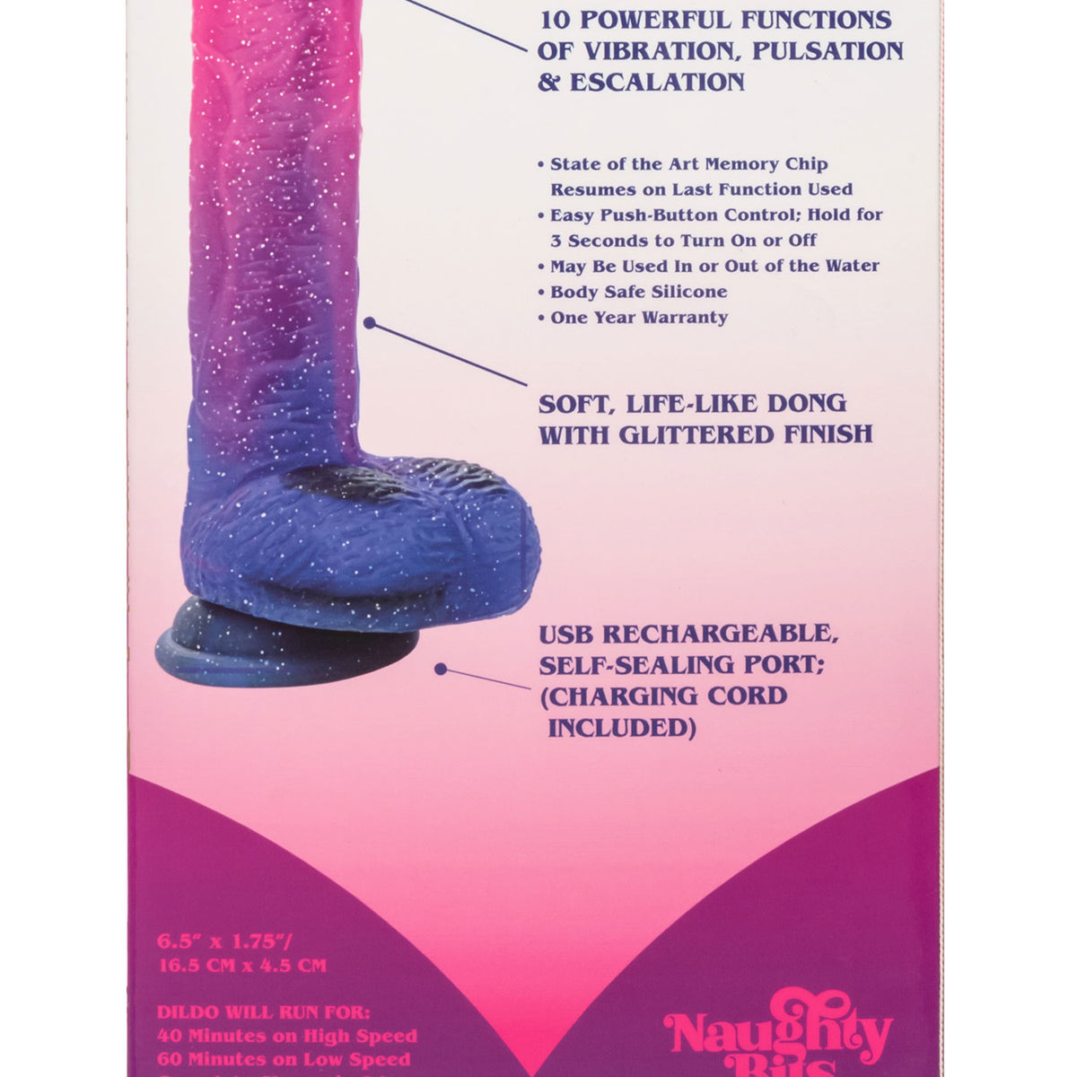 Naughty Bits Ombre Hombre XL Vibrating Dildo -  -  Pink/purple CalExotics