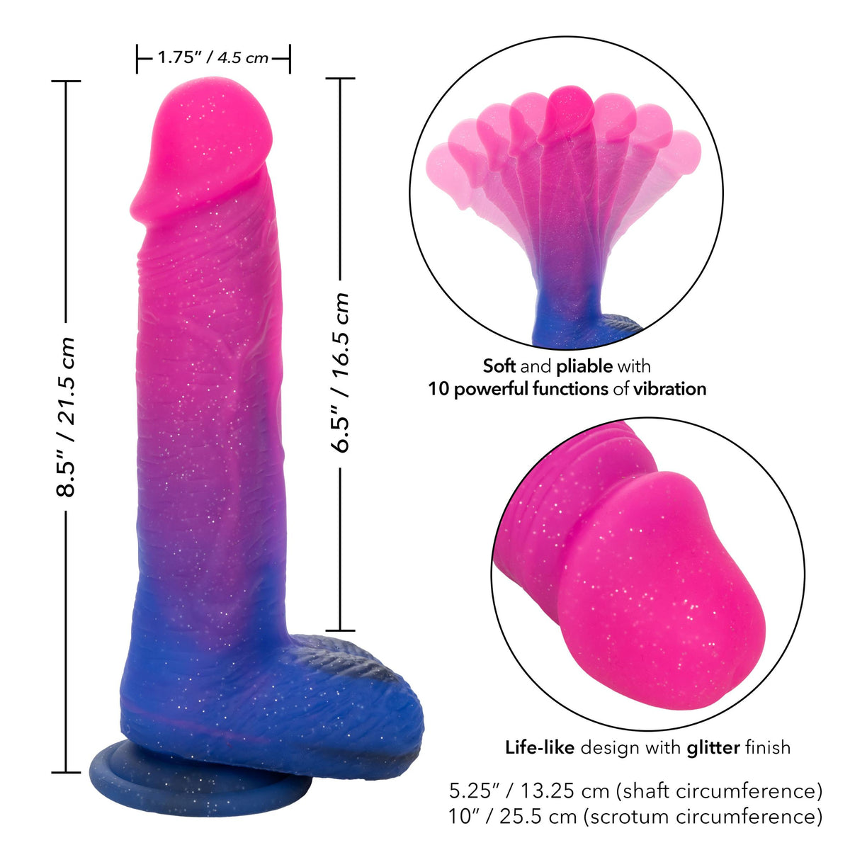 Naughty Bits Ombre Hombre XL Vibrating Dildo -  -  Pink/purple CalExotics