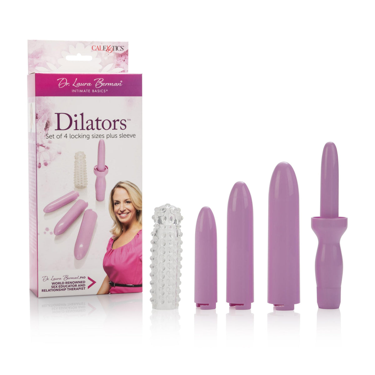 Dr. Laura Bernam Dilators - Set of 4 Locking Sizes Plus Sleeve - Purple CalExotics