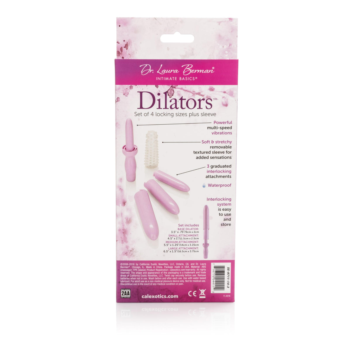 Dr. Laura Bernam Dilators - Set of 4 Locking Sizes Plus Sleeve - Purple CalExotics