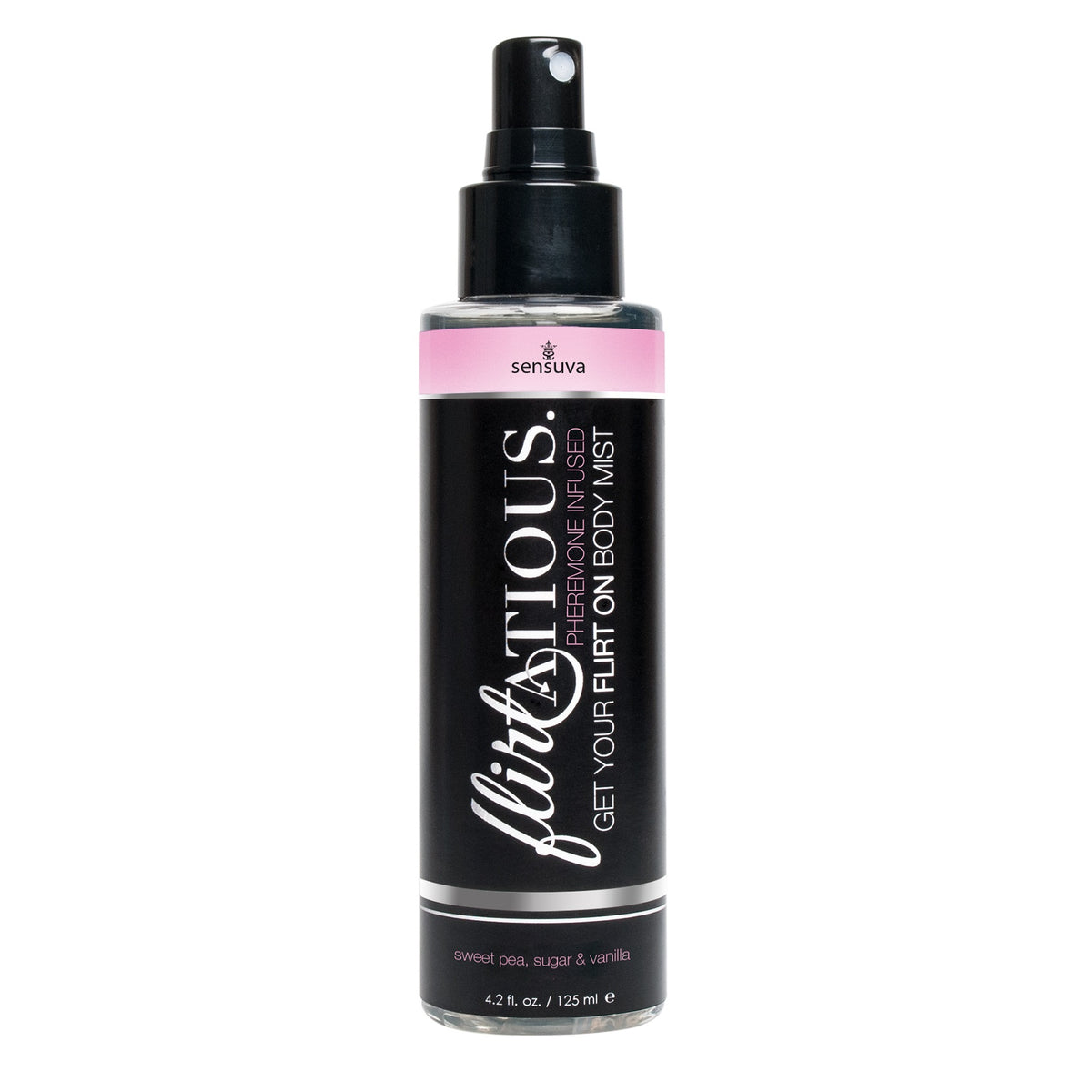 Flirtatious Pheromone Infused Body Mist - Vanilla, Sugar, & Sweet Pea - 4.2 fl.oz / 125 ml Sensuva