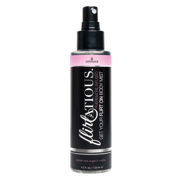 Flirtatious Pheromone Infused Body Mist - Vanilla, Sugar, & Sweet Pea - 4.2 fl.oz / 125 ml Sensuva