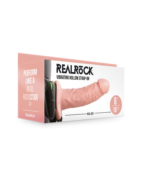 Vibrating Hollow Strapon Without Balls 6 Inch - Balls 6 Inch - Flesh Shots RealRock