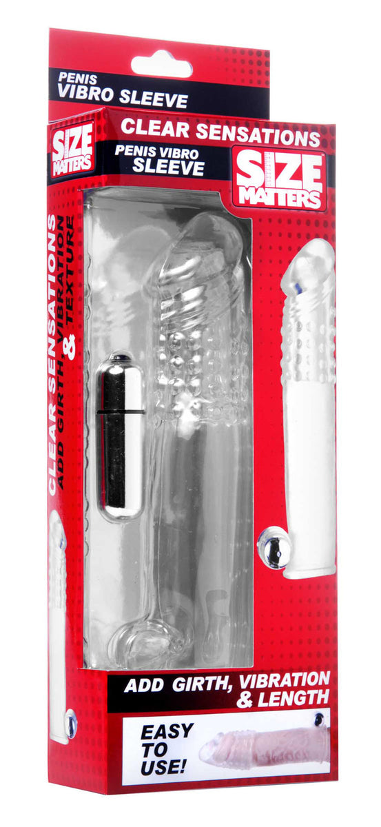 Clear Sensations Penis Extender Vibro Sleeve With  Bullet XR Brands Size Matters