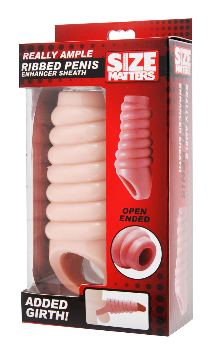 Really Ample Ribbed Penis Enhancer Sheath XR Brands Size Matters