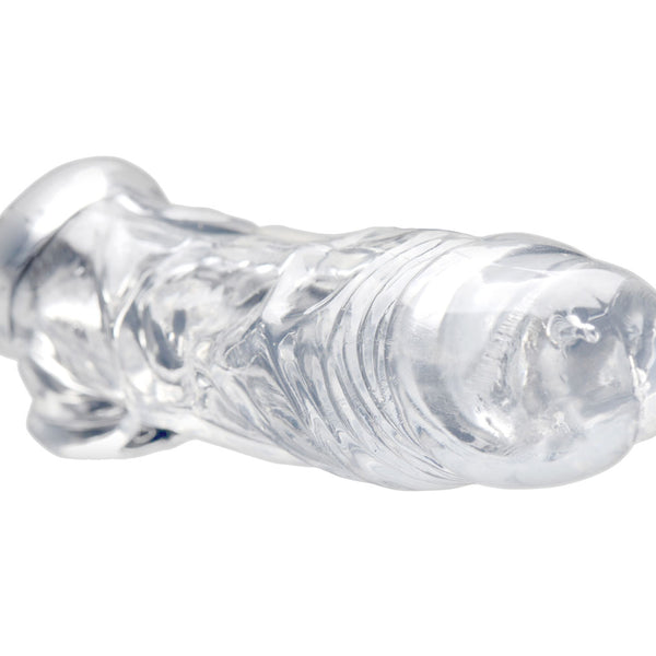 Realistic Clear Penis Enhancer and Ball Stretcher XR Brands Size Matters