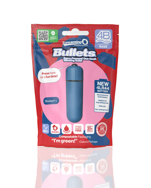 Screaming O 4b - Bullet - Super Powered One Touch  Vibrating Bullet - Blueberry Screaming O