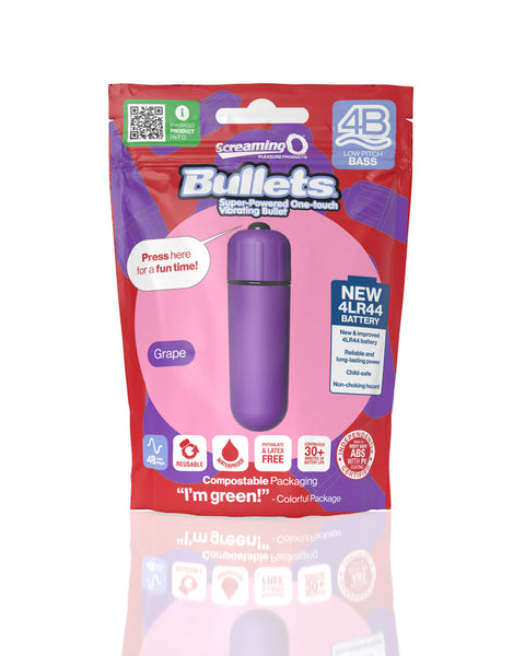 Screaming O 4b - Bullet - Super Powered One Touch  Vibrating Bullet - Grape Screaming O