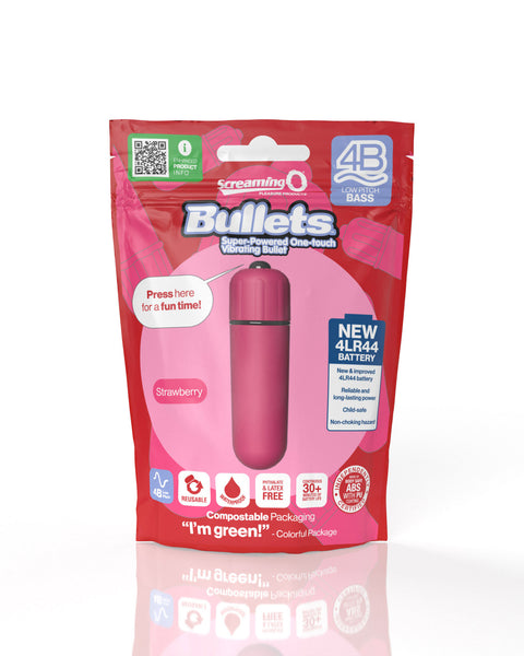 Screaming O 4b - Bullet - Super Powered One Touch  Vibrating Bullet - Strawberry Screaming O