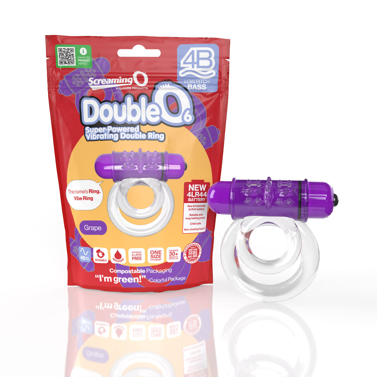 Screaming O 4b - Double O Super Powered Vibrating  Double Ring - Grape Sale Specials